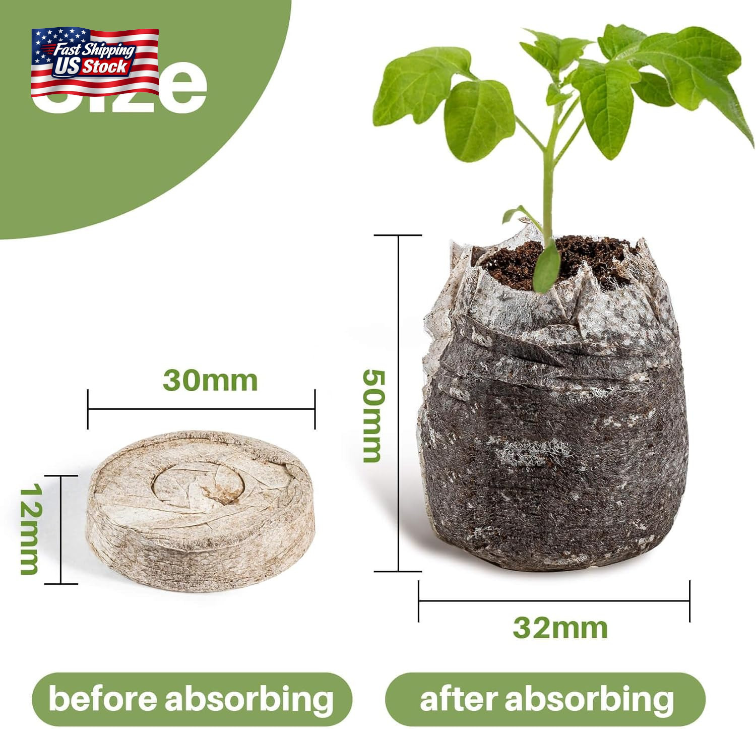 MAQIHAN 50PCS Peat Pellets for Seedlings – 30MM Seed Starter Pellets Peat Pods f