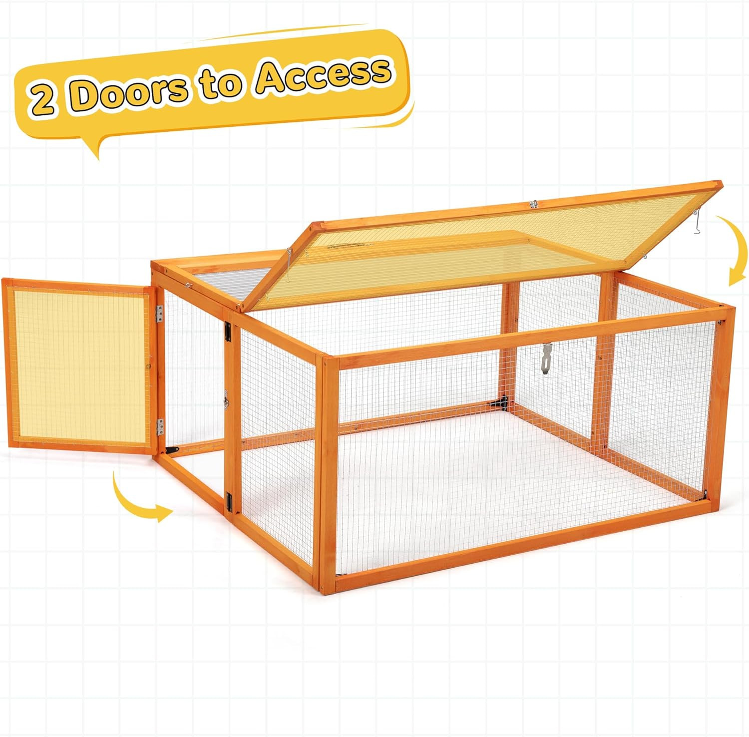 Nyeekoy Portable Chicken Coop with Uv-Proof Panel, 4X Garden Stakes, Wooden Rabb