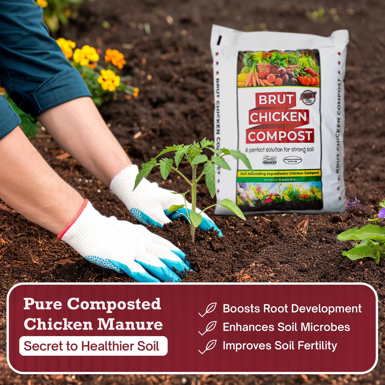 NutrientRich Chicken Manure Compost for Vegetable Gardens & Indoor Plants 10