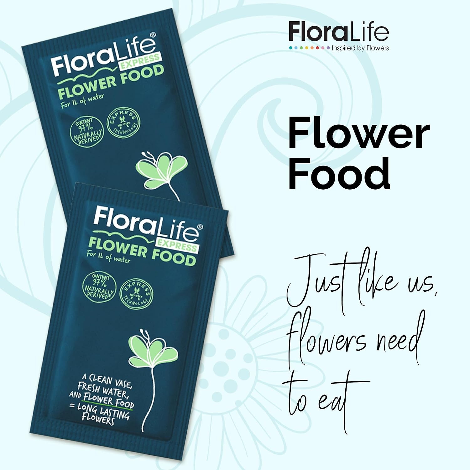 FloraLife Flower Food Packets, Fresh Cut Flower Preservative Sachets, Multi