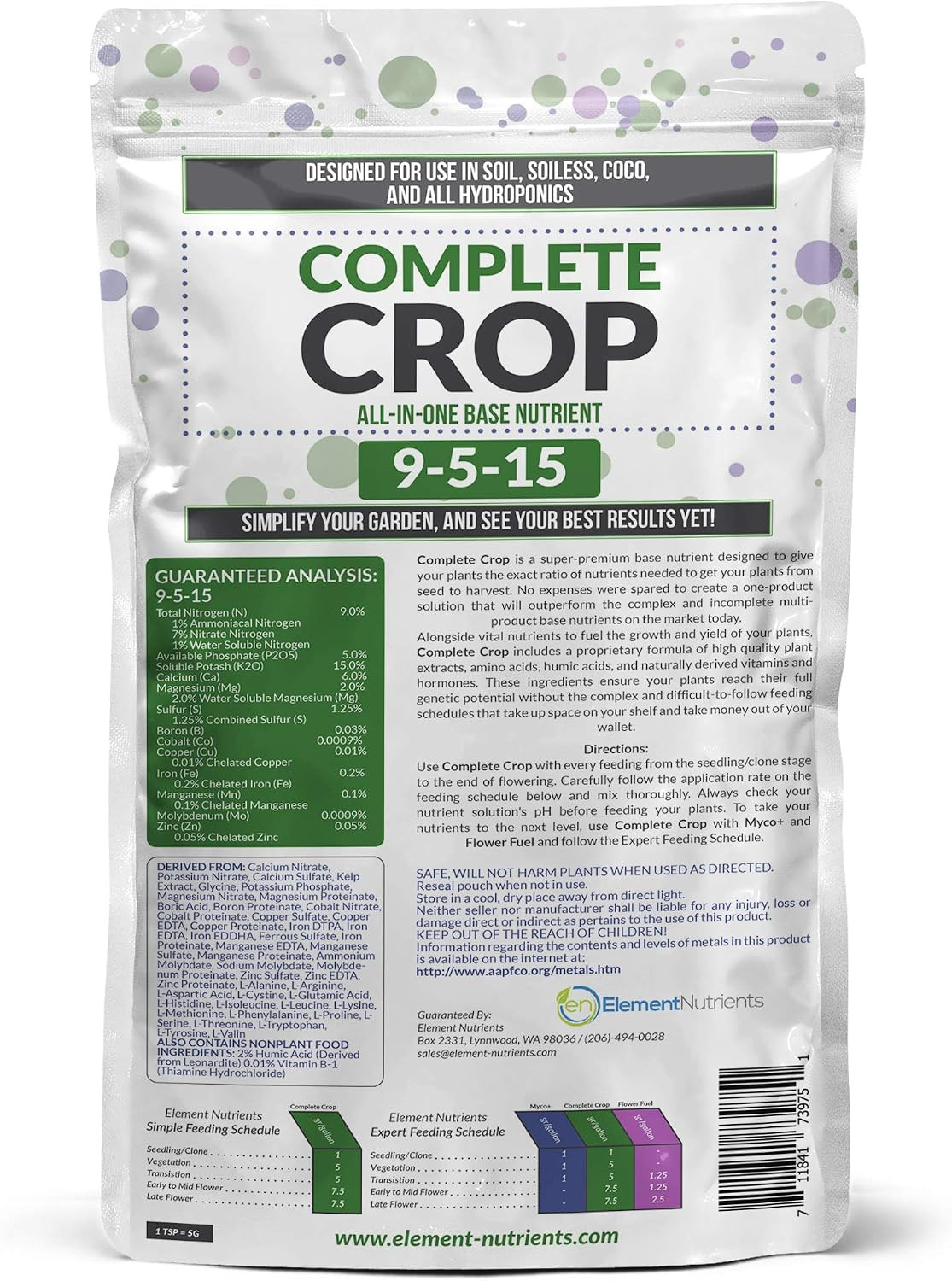 Complete Crop 9-5-15 – All-In-One Plant Food by Element Nutrients (1000G)