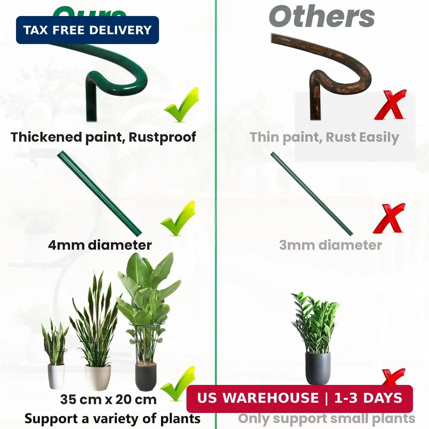 Half Round Snake Plant Support Stakes, Plant Ring for Peonies, Hydrangeas, ZZ, a