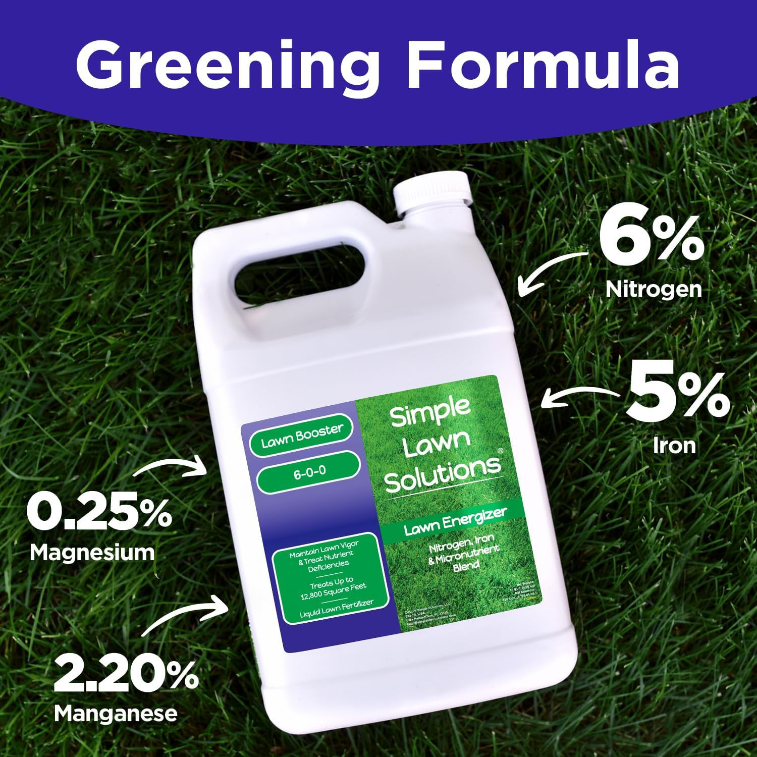 Commercial Grade Lawn Energizer – Grass Fertilizer Booster with Nitrogen, Iron,