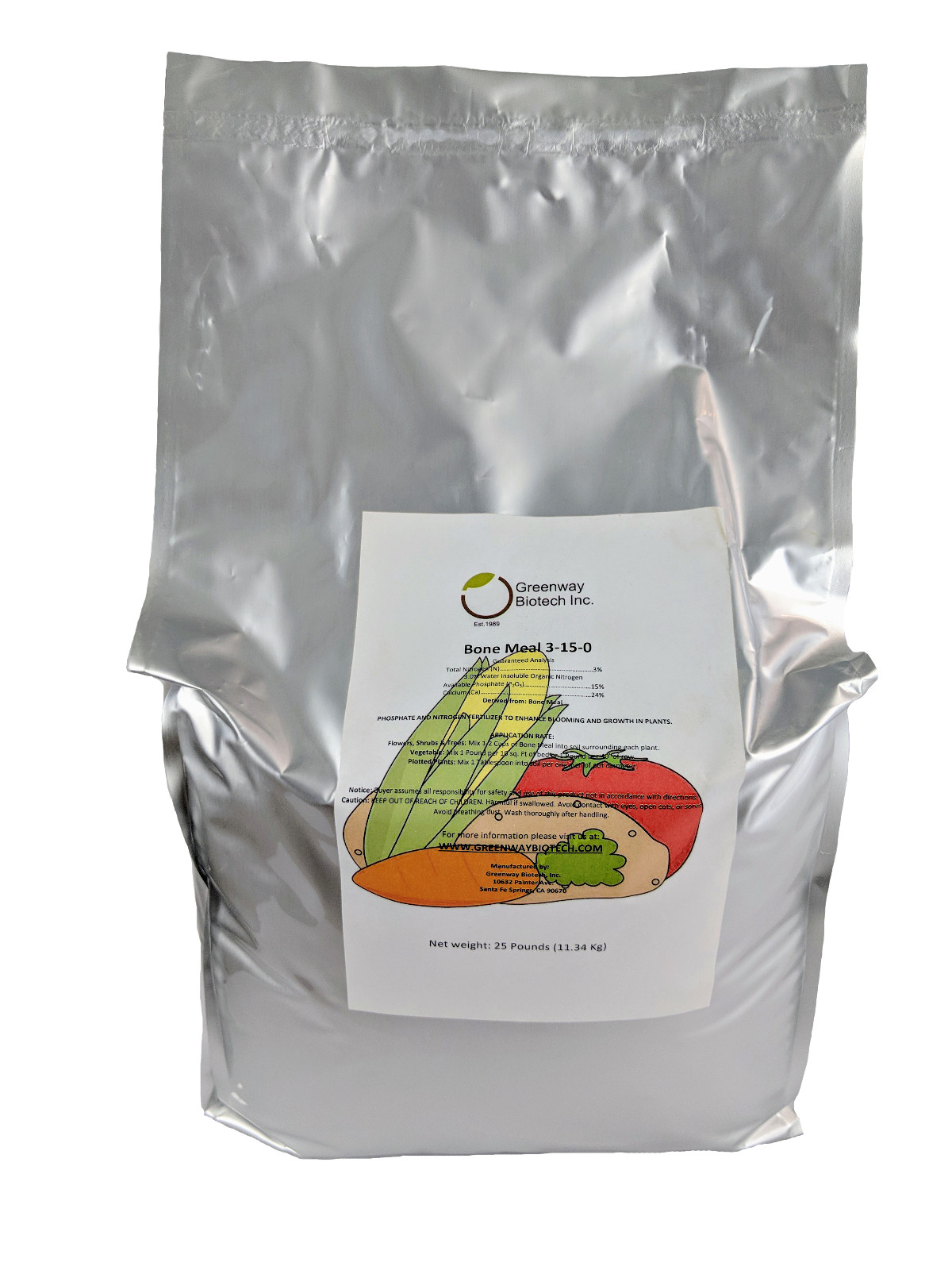 Bone Meal 3-15-0 Plus 24% Calcium Great for Blooms & Roots Growth 25 LB