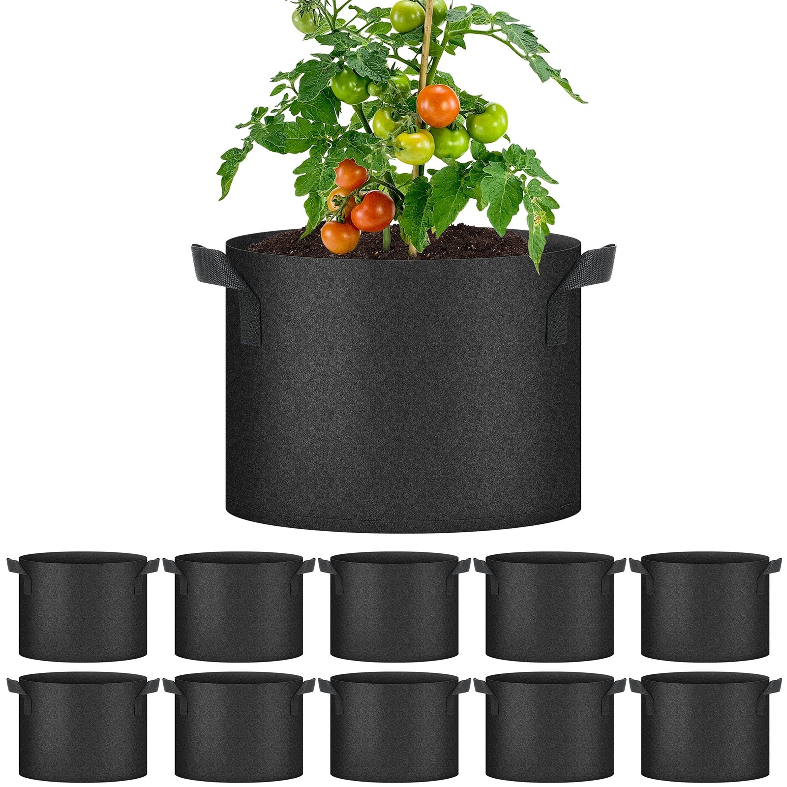 YSSOA 10-Pack 10 Gallon Grow Bags, Tomoato Plant Pots with Handles, Aeration …