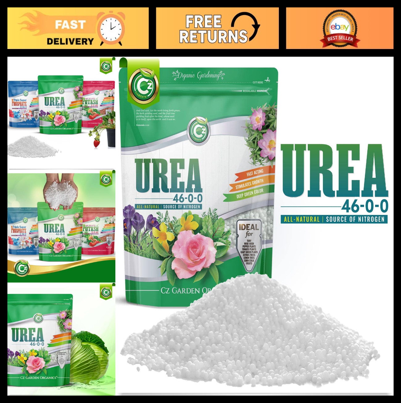 High-Performance Urea Fertilizer 46-0-0 – 5LB Plant Food for Flowers, Gardens &