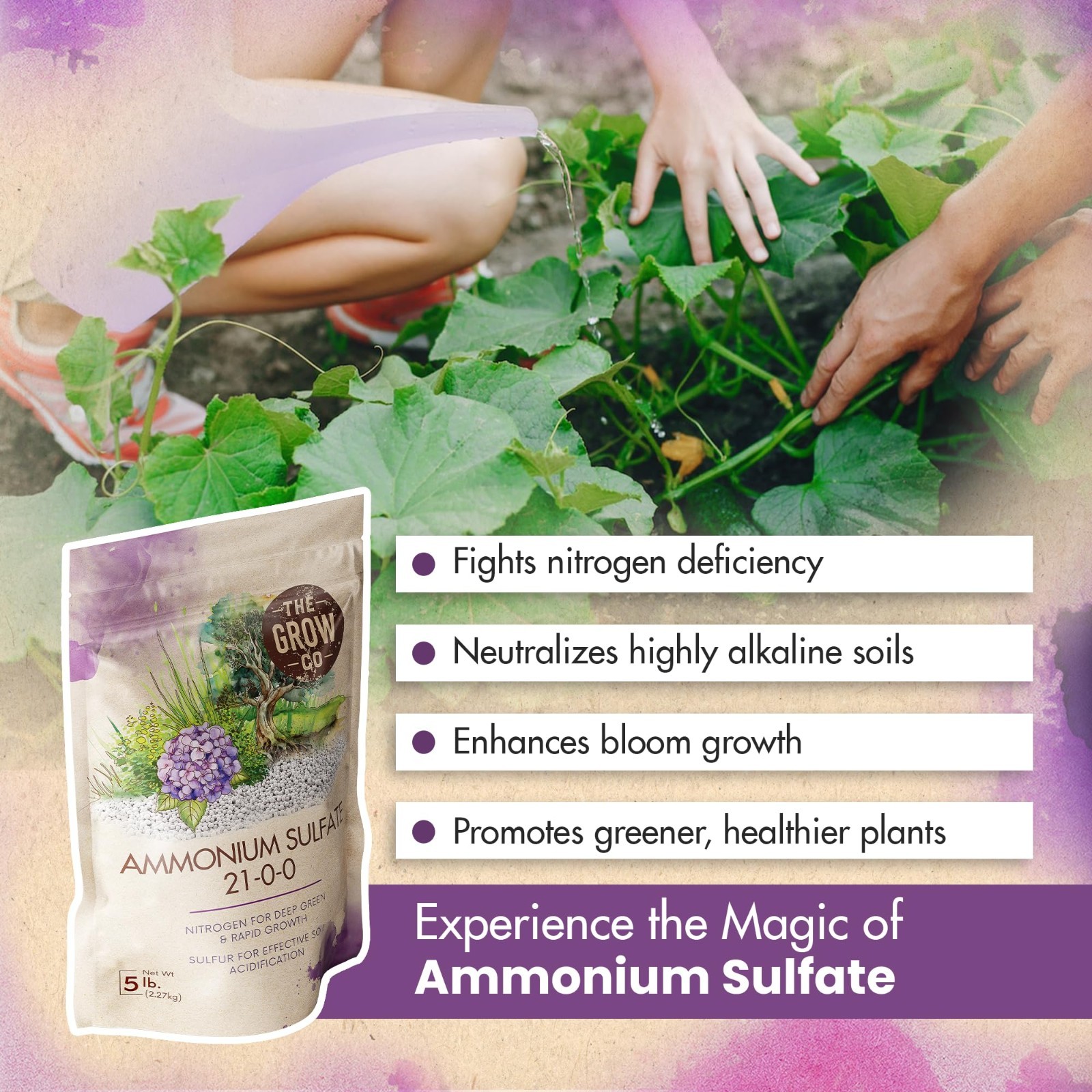 High Nitrogen Ammonium Sulfate Fertilizer 21-0-0 for Rapid Growth & Soil pH 5 lb