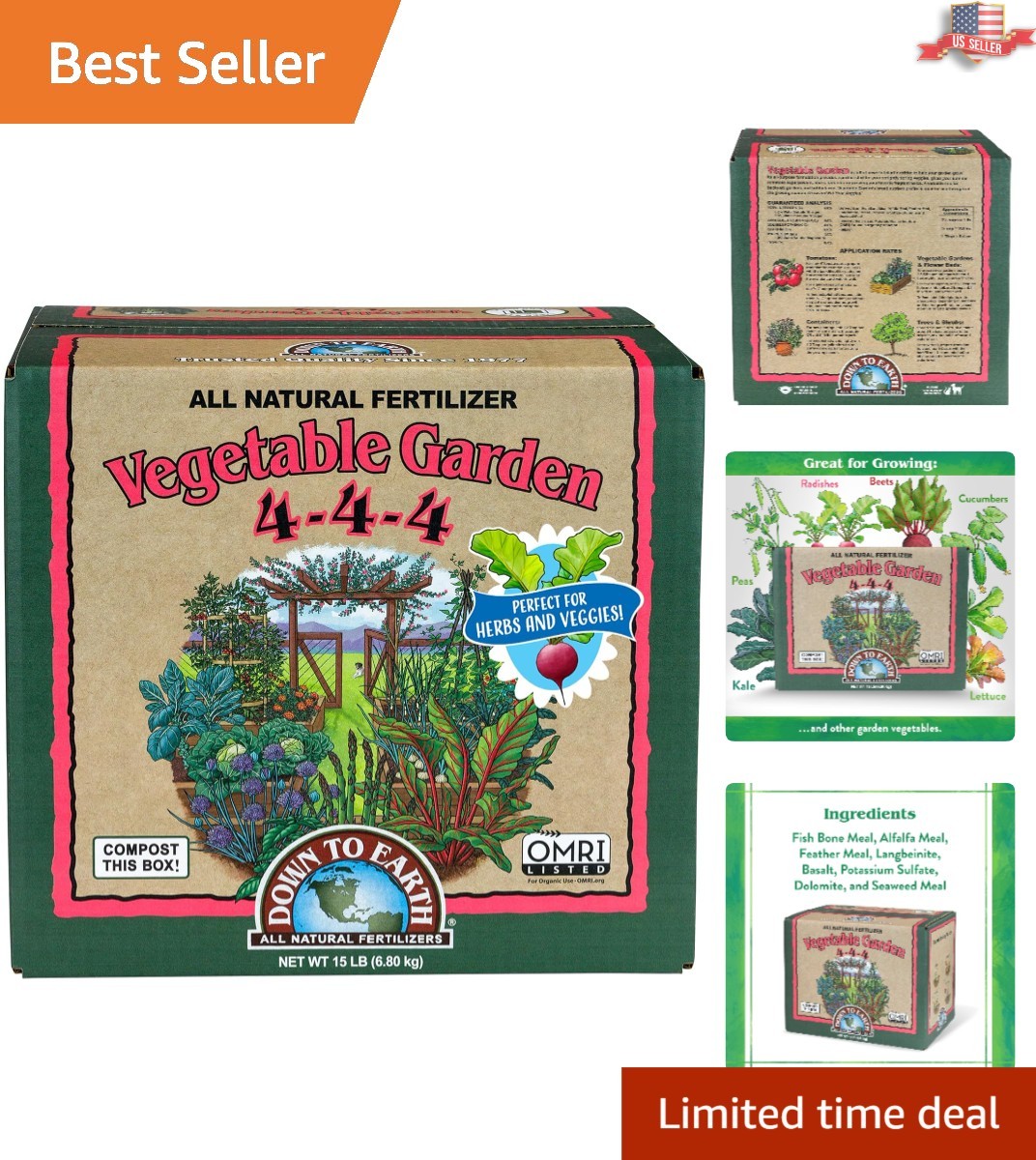 Organic Vegetable Garden Plant Food 4-4-4 – 15 lb Granules for Healthy Growth