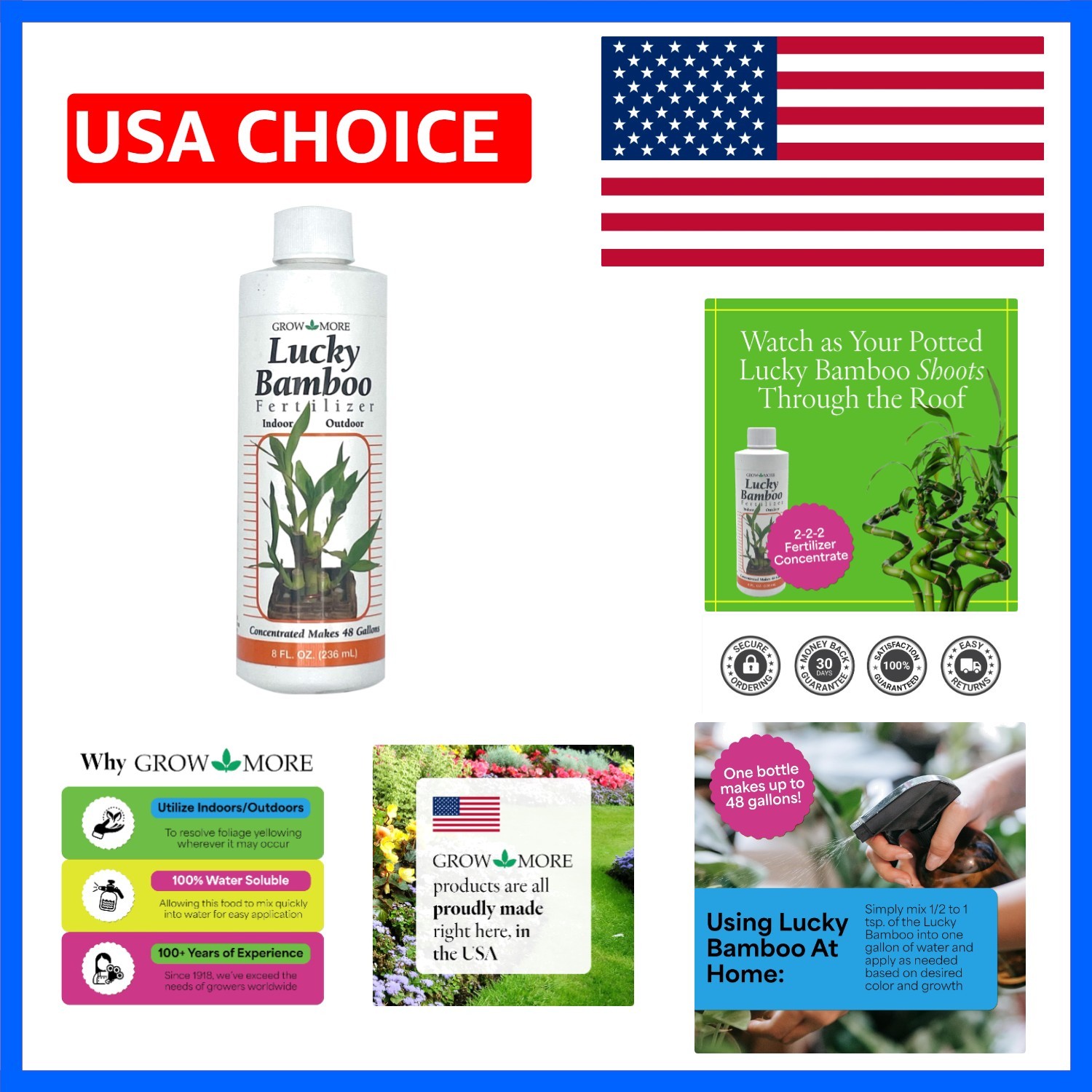 Lucky Bamboo Fertilizer 2-2-2 – 8oz of -Made & Concentrated Liquid Plant Food…