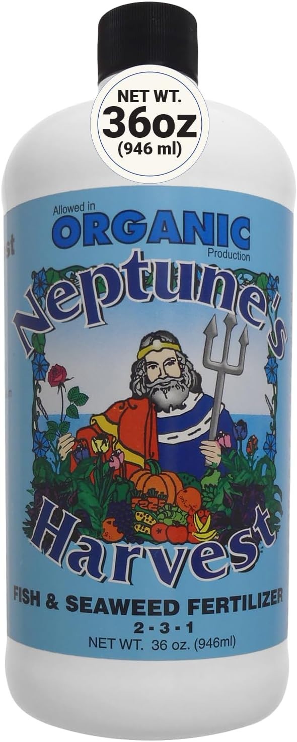 36oz Organic Fertilizer with Fish and Seaweed for Vegetables, Flowers, and Lawns