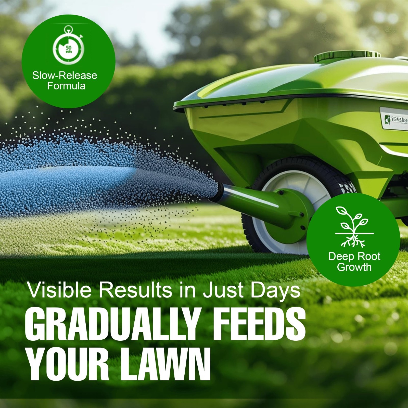 Slow Release Lawn Fertilizer 25-5-10 NPK – 65% Granular Nitrogen for 110 Days –