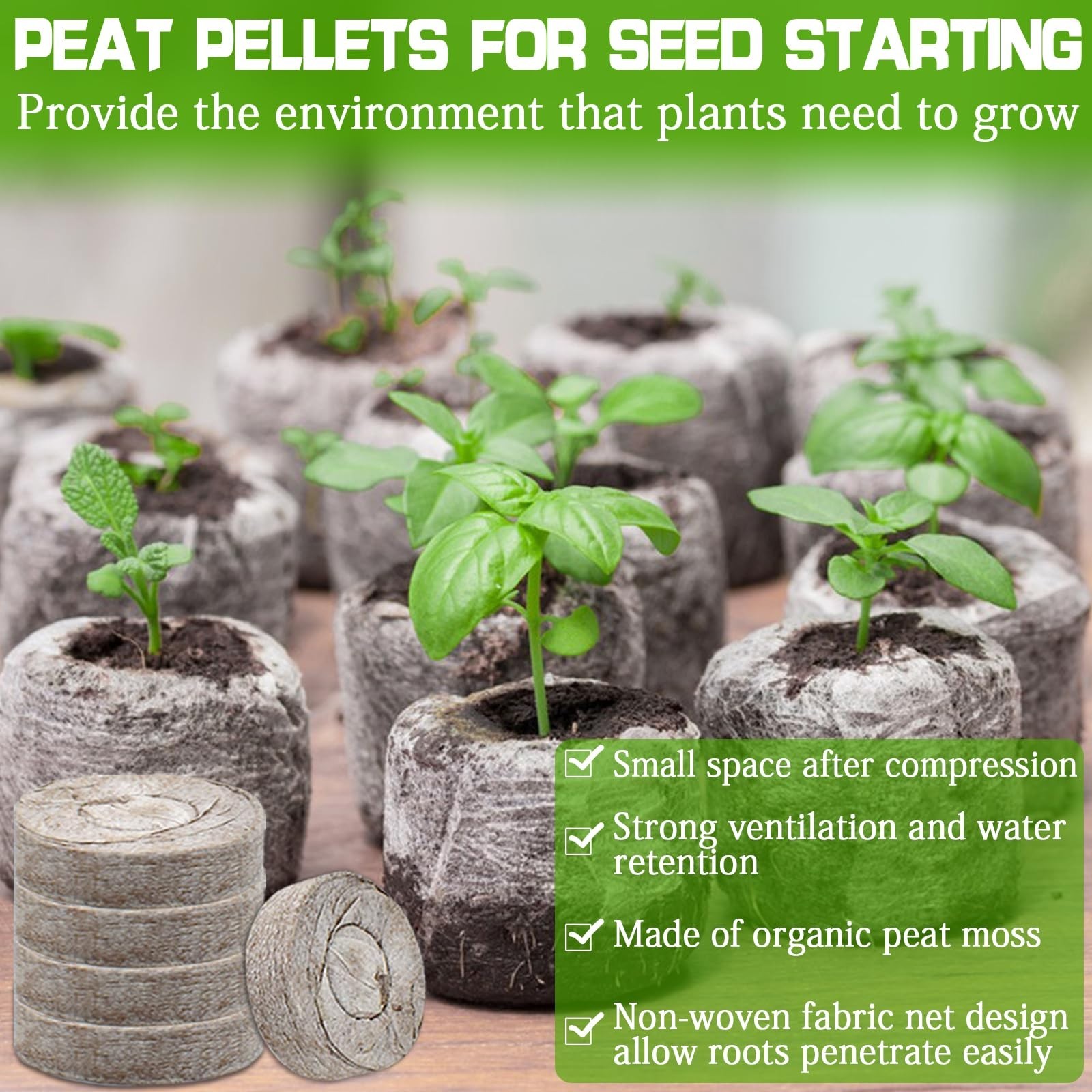 200 Pcs Peat Pellet Seed Starters 30mm – Compressed Soil Pods for Herbs, Flowers