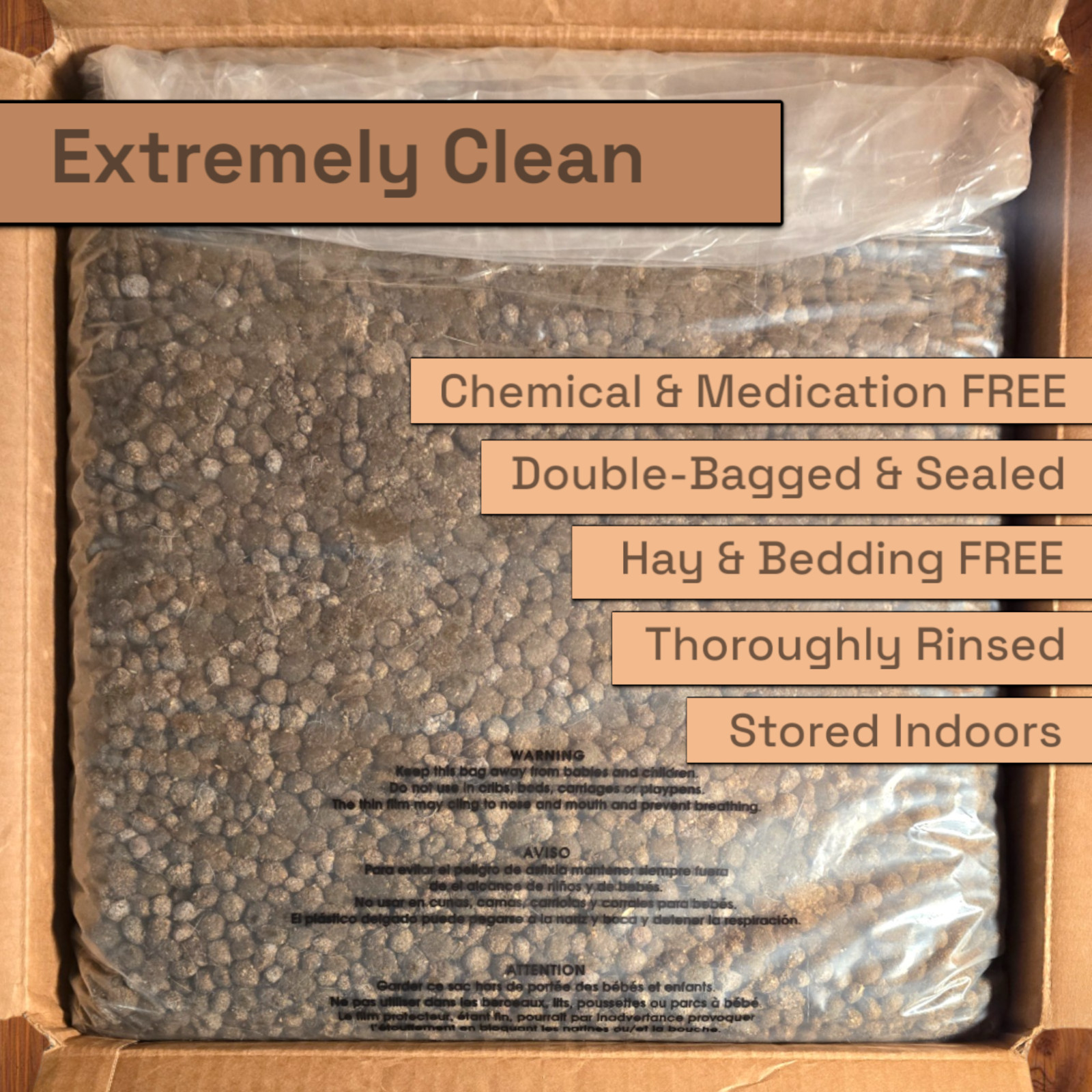 12.5 Lb / 5 Gallons – Rabbit Manure Fertilizer – High Quality – NO STRAW / HAY