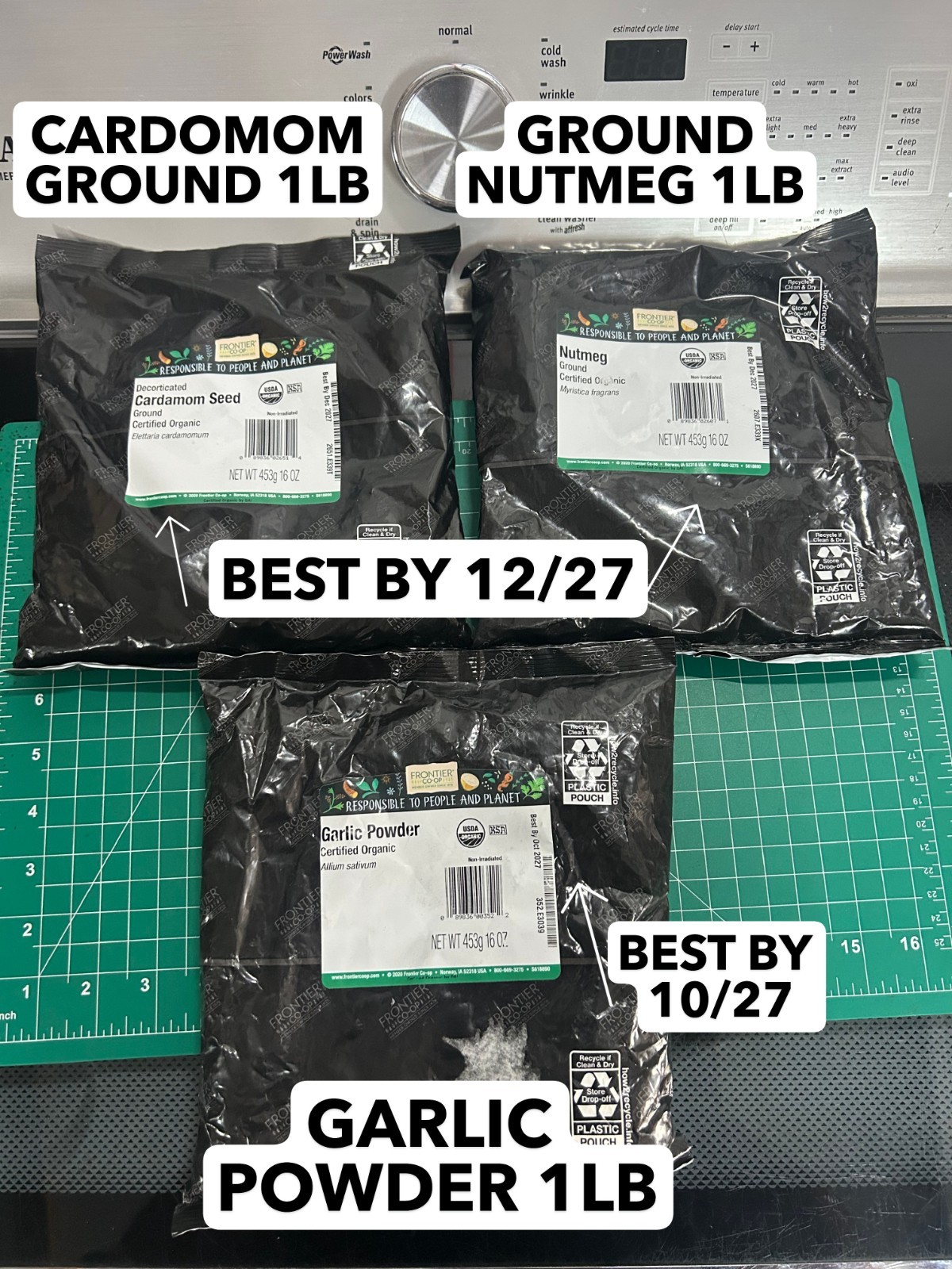 3-PACK lot Frontier Coop Organic Ground Cardamom Seed NO PODS Nutmeg 16 Oz 1LB