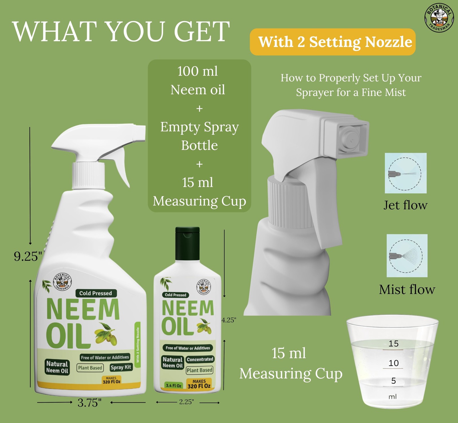 Botanical Tradesman Neem Oil Spray for Plants Makes 320 Fl Oz Pure Cold Press…