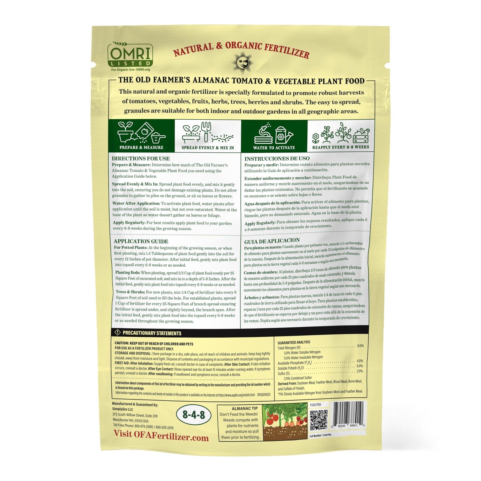 The Old Farmer’s Almanac Organic Tomato & Vegetable Plant Food Fertilizer