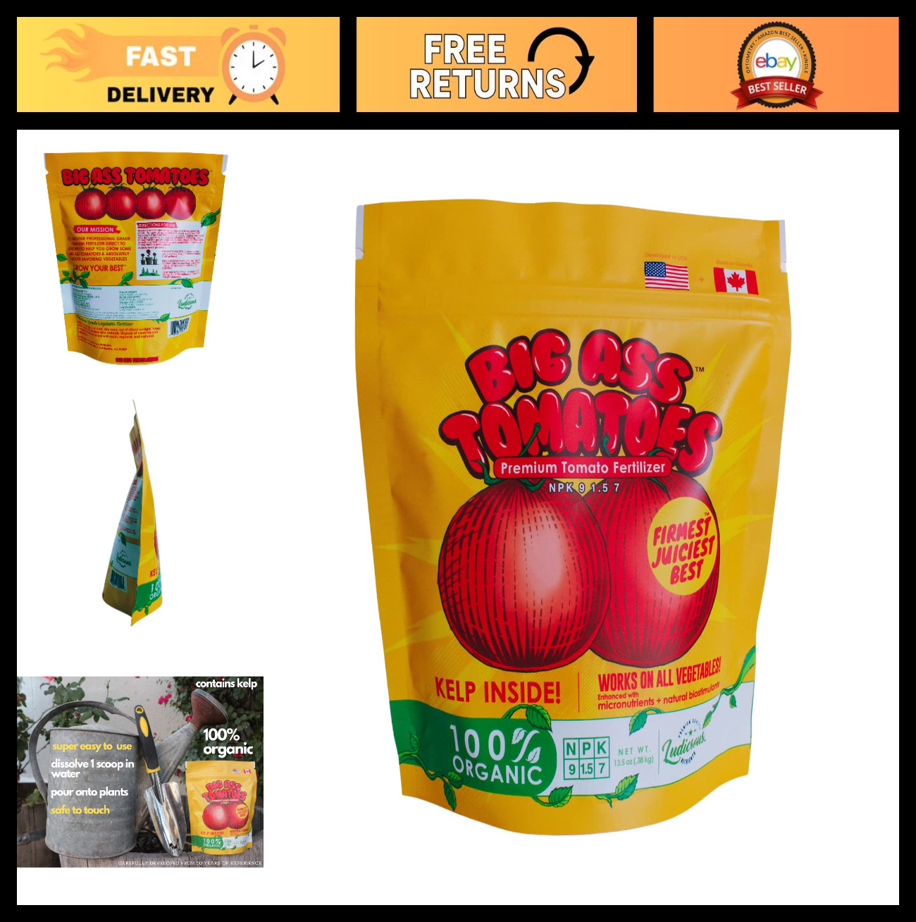 Organic Tomato Fertilizer with Kelp – 13.5oz Premium Indoor/Outdoor Plant Food