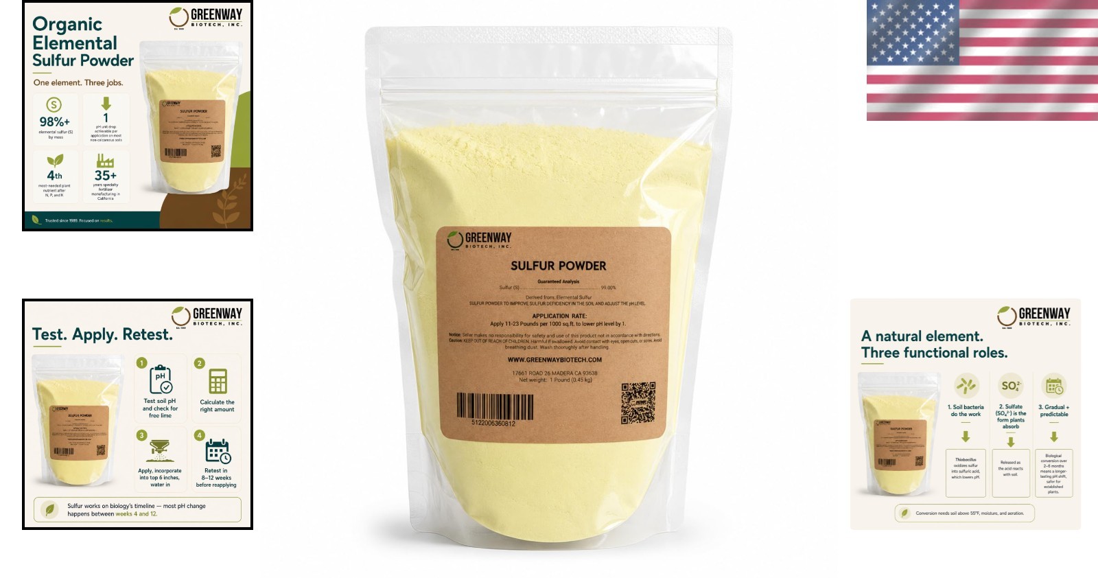 Organic Sulfur Fertilizer Powder for Plants – Lowers pH & Boosts Growth, 1 lb