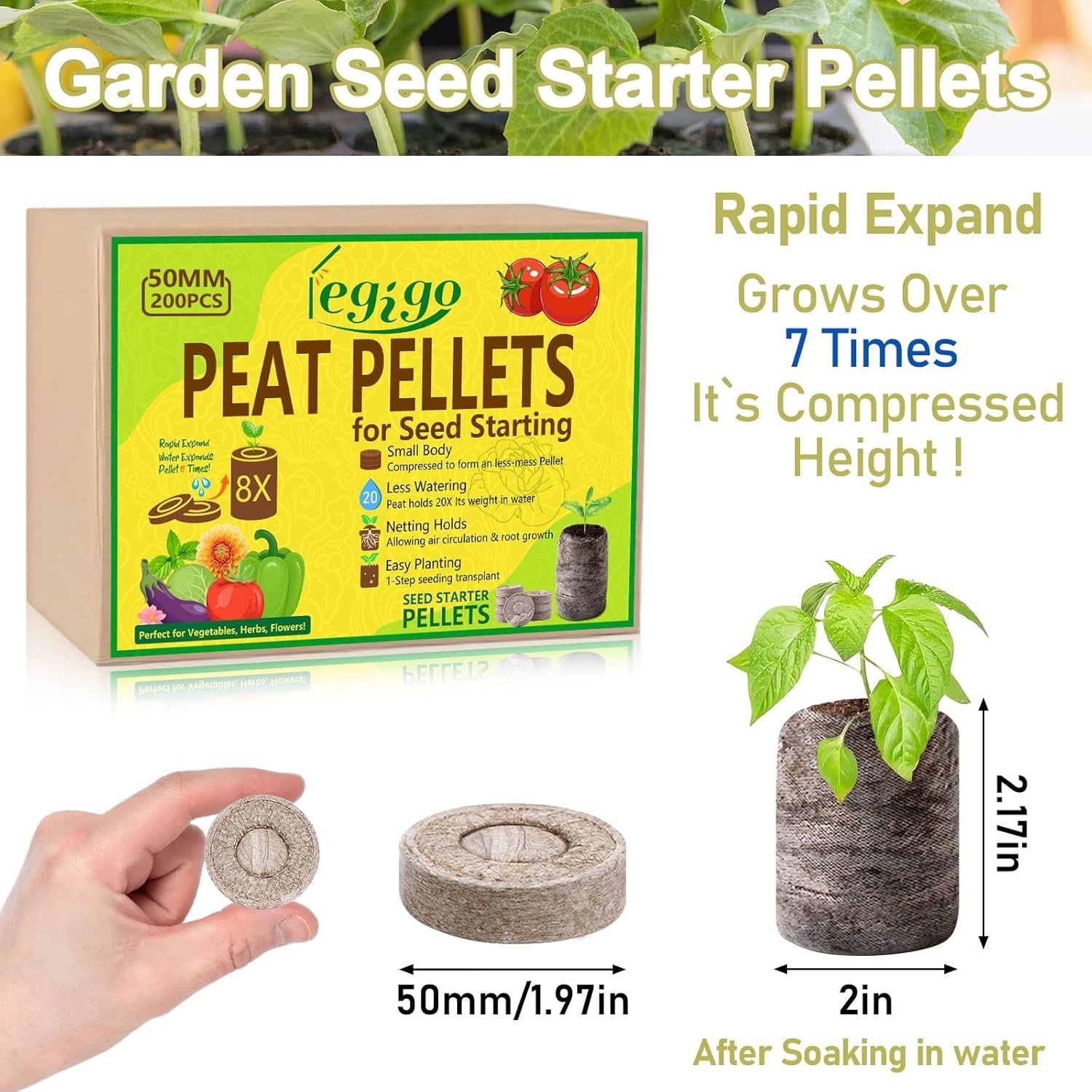 200 Pcs 40/50Mm Seed Starter Peat Pellets for Seedlings- Compressed Seed Sta