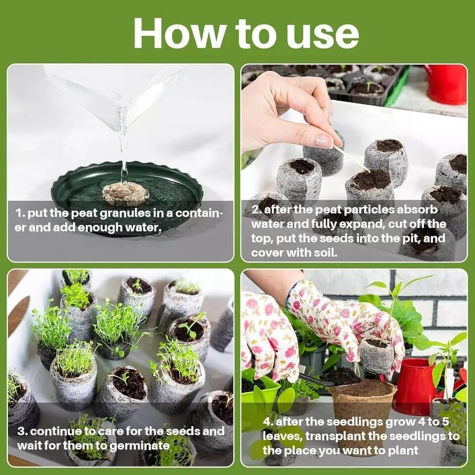 50pcs Peat Pellets for Seedlings – 30mm Seed Starter Pellets Peat Pods for Start