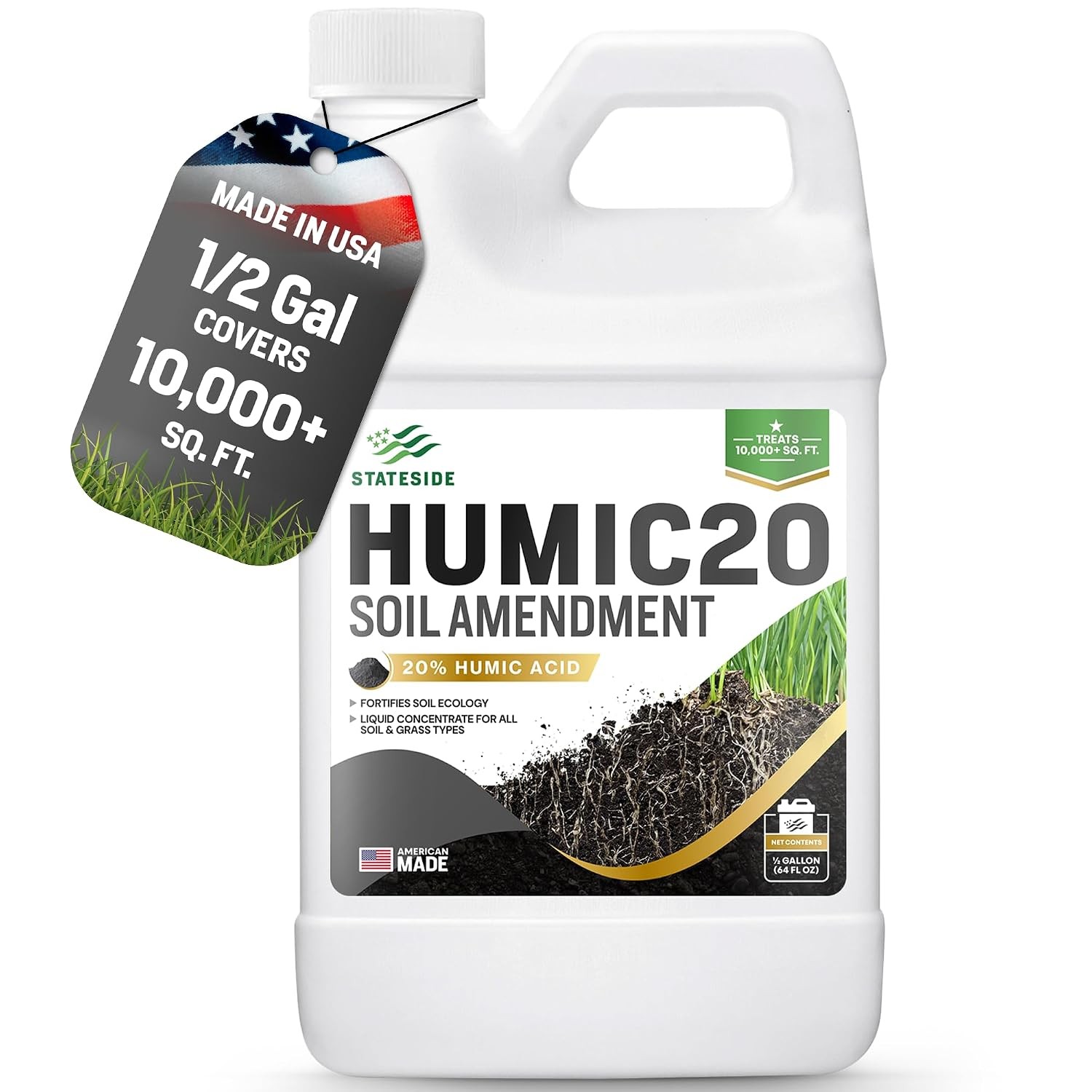 64oz 20 Humic Acid for Lawn – Covers 10000 sq ft Humic20 Soil Amendments Ideal