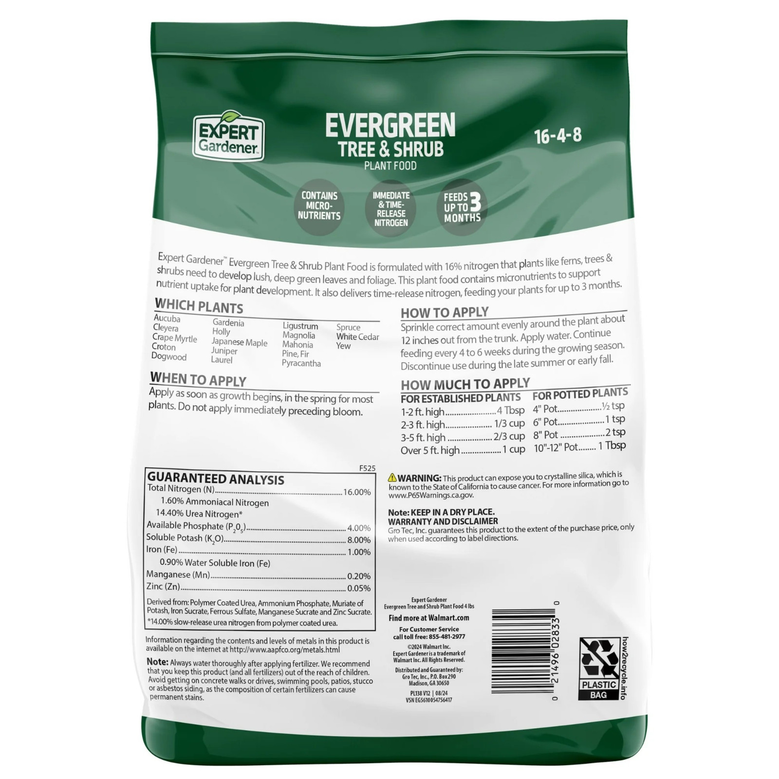 (2 pack) Expert Gardener Evergreen Tree and Shrub Plant Food, 16-4-8 Fertilizer,