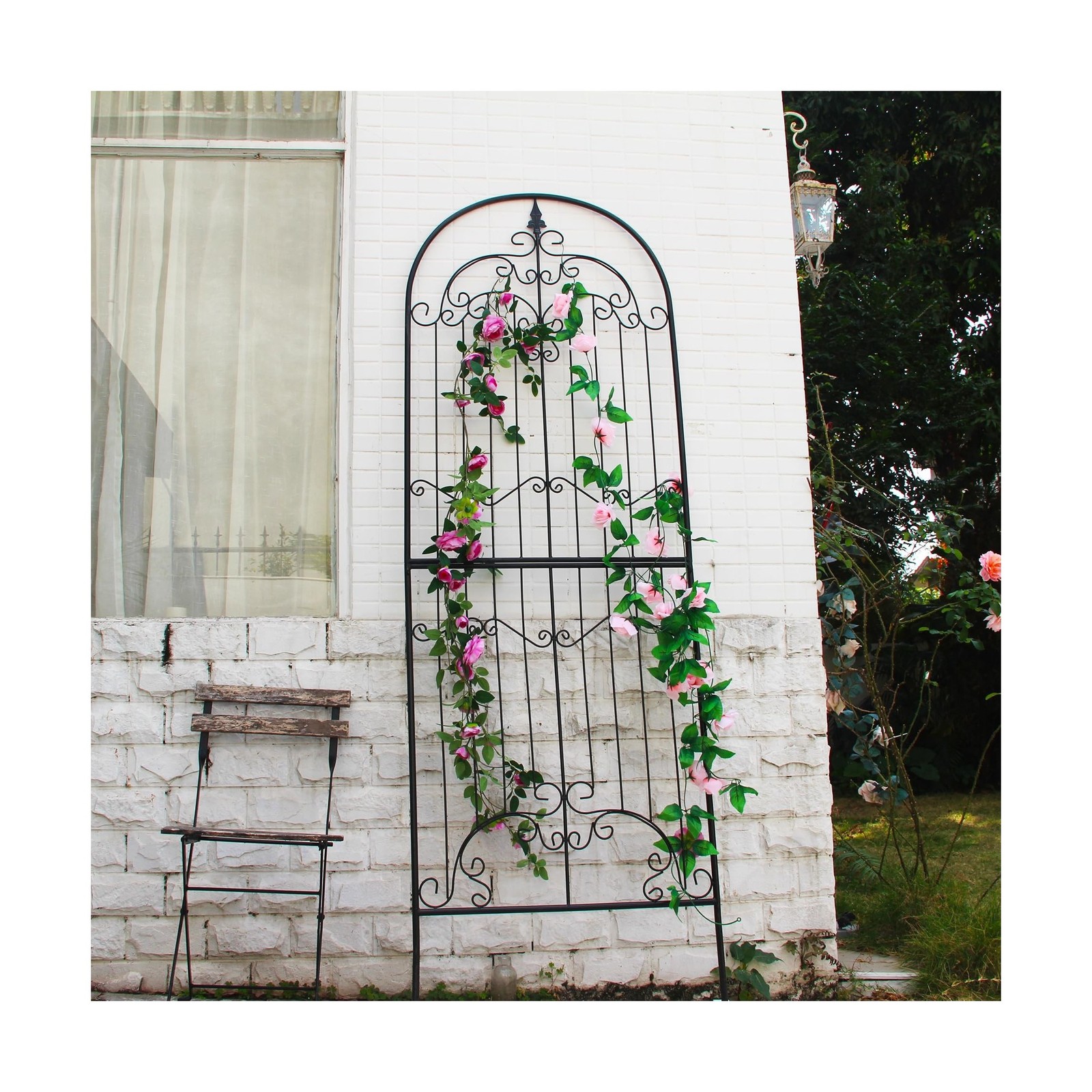 Garden Trellis for Climbing Plants 86.6″ H x 29.5″ W Tall Garden Trellis Wrou…