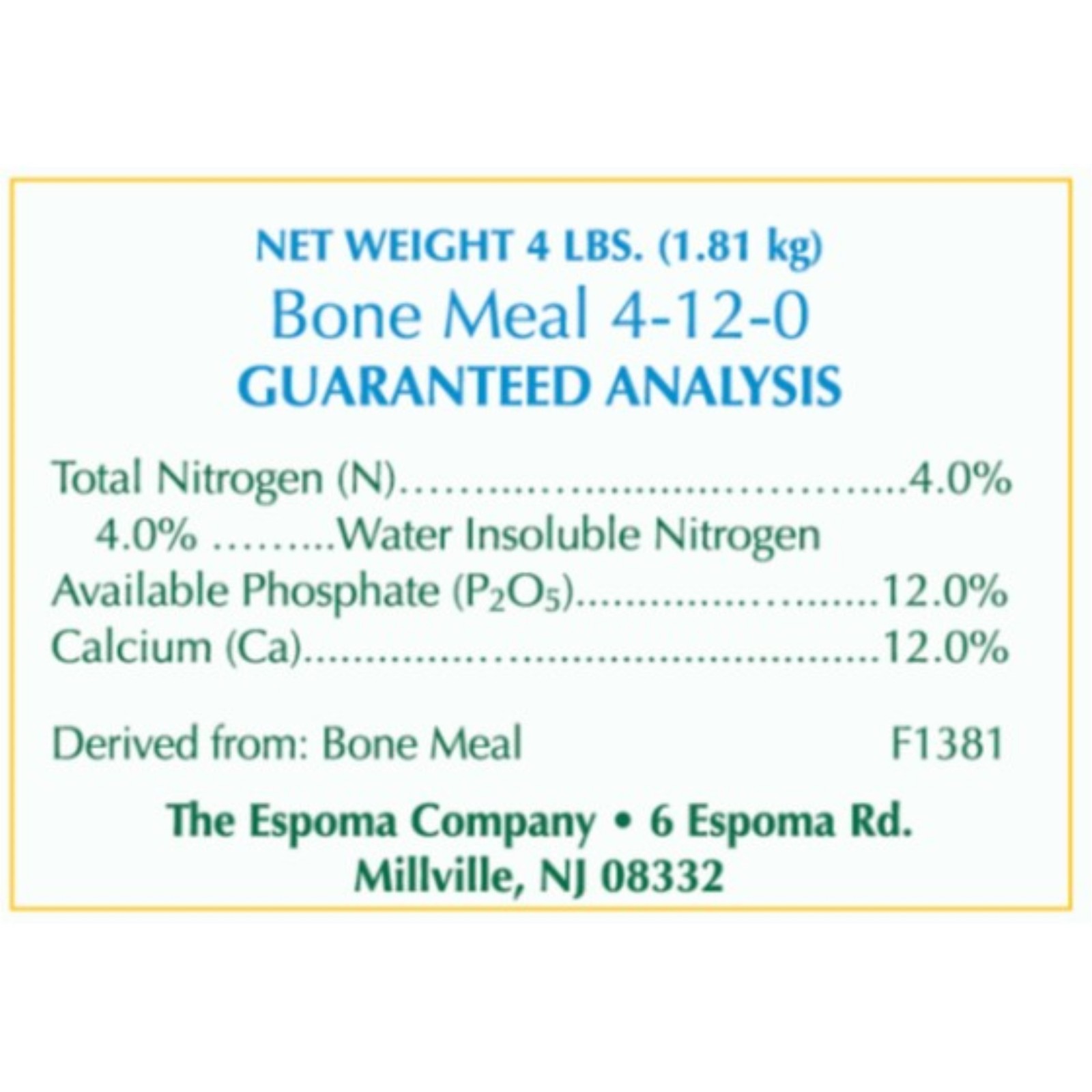 Espoma Organic Bone Meal, 4-12-0, 4.5lb (1 bag)