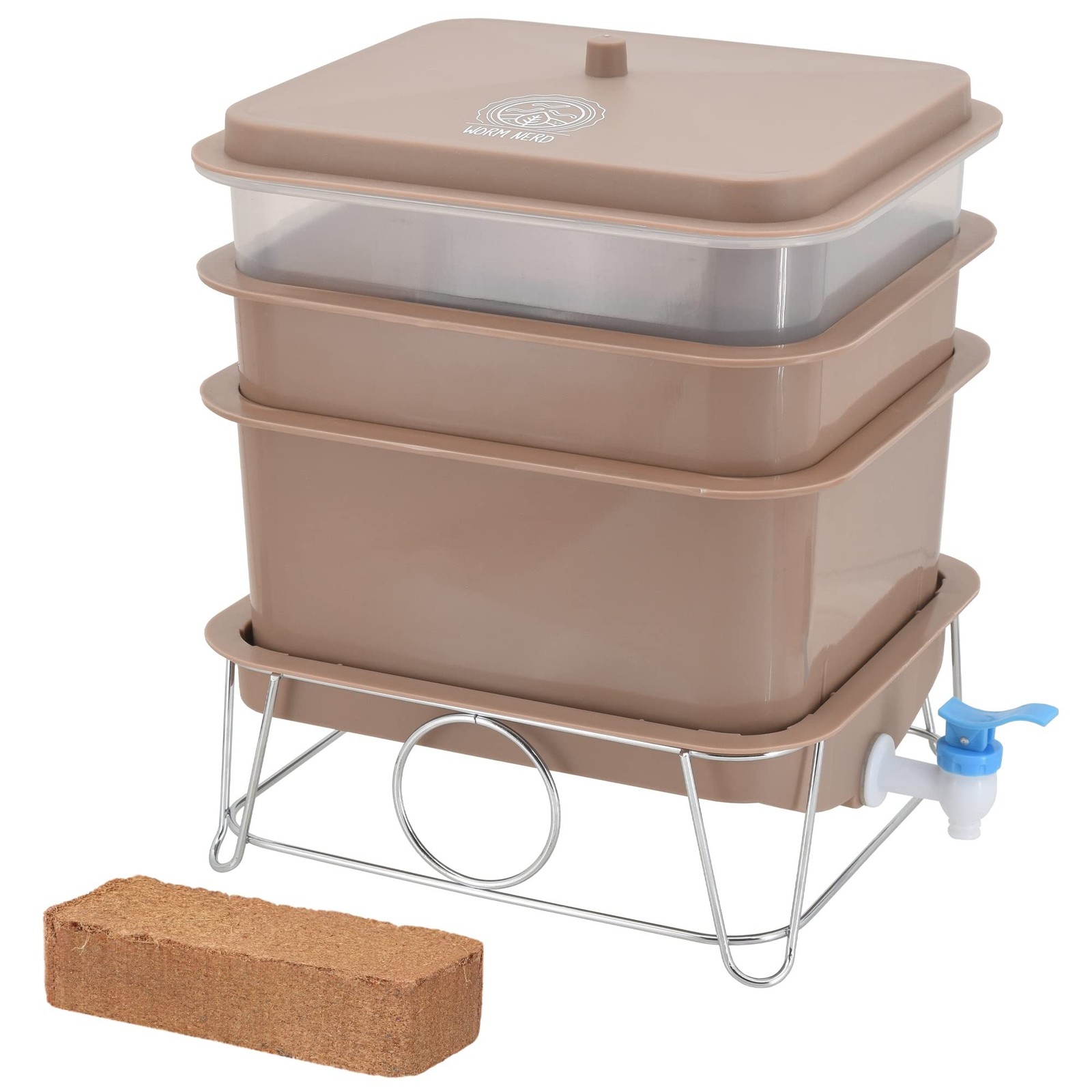 Arcadia Garden Products Worm Nerd WN55 4-Tray Worm Composting Bin Kit with Co…