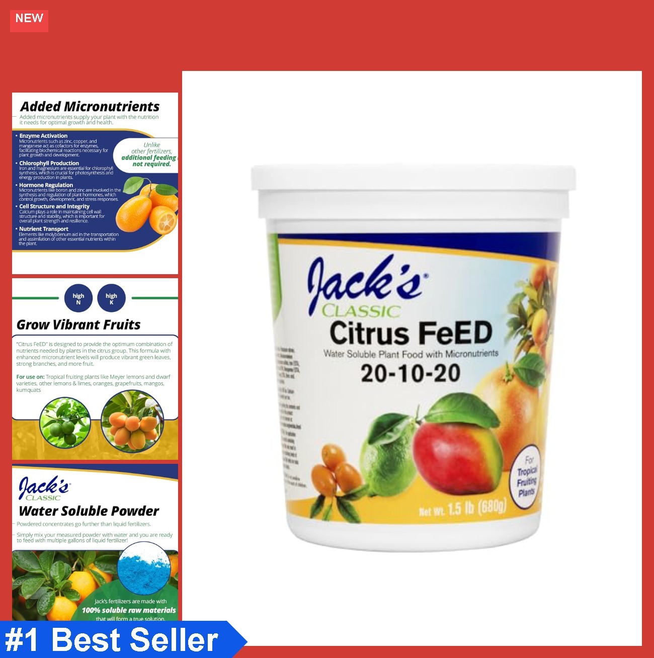 Citrus Fertilizer 20-10-20 Water Soluble Powder 24oz Foliar Root Feeding Fruit