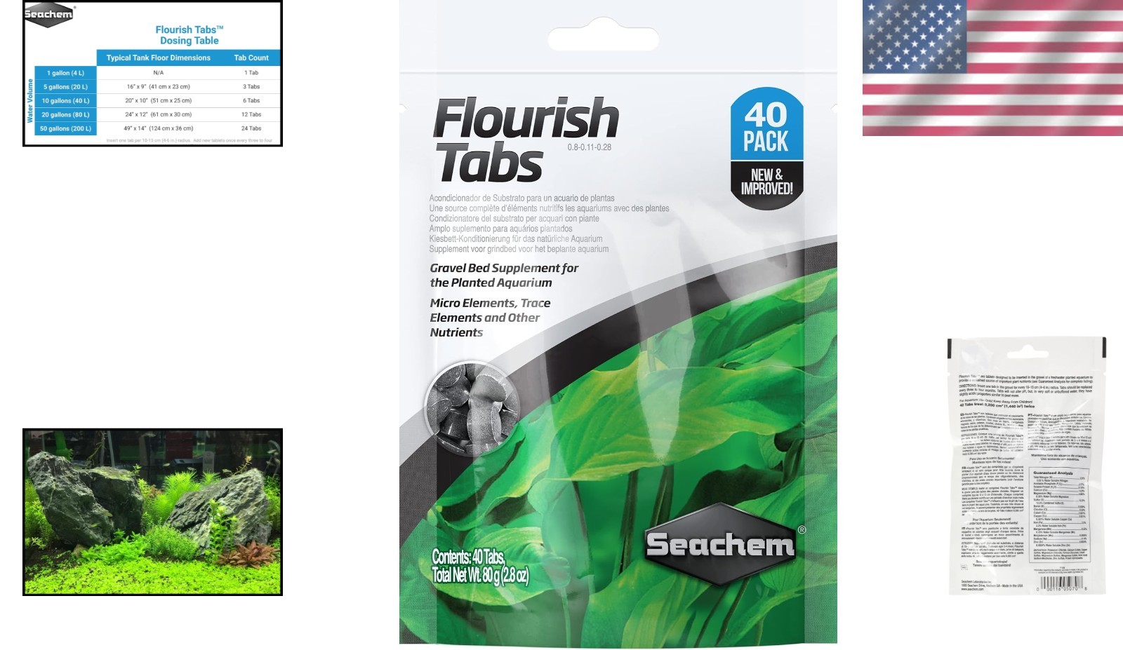 Seachem Flourish Tabs – 40 Count Aquatic Plant Growth Supplement for Lush Roots