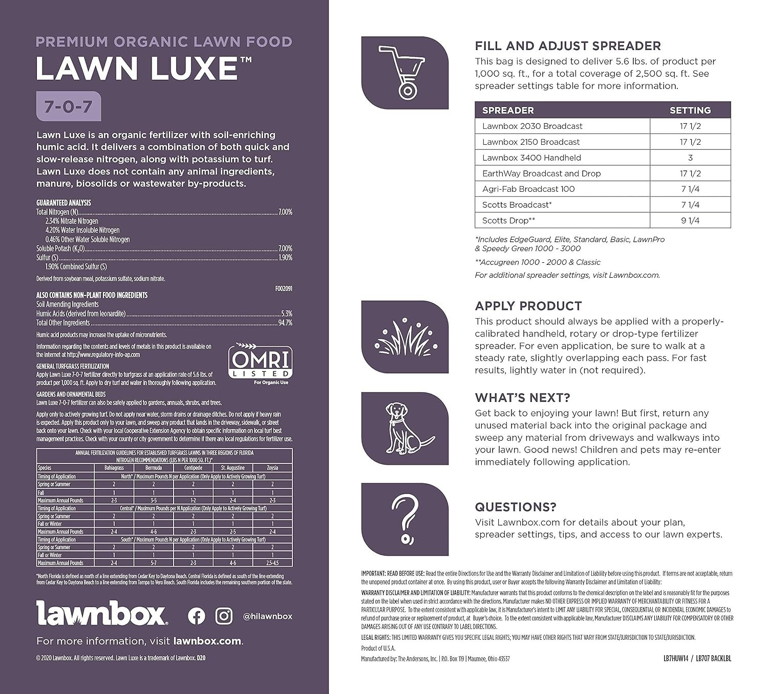 Lawn Luxe 7-0-7 100% Organic Summer Grass Fertilizer 14 lb Bag Covers 2,500 s…