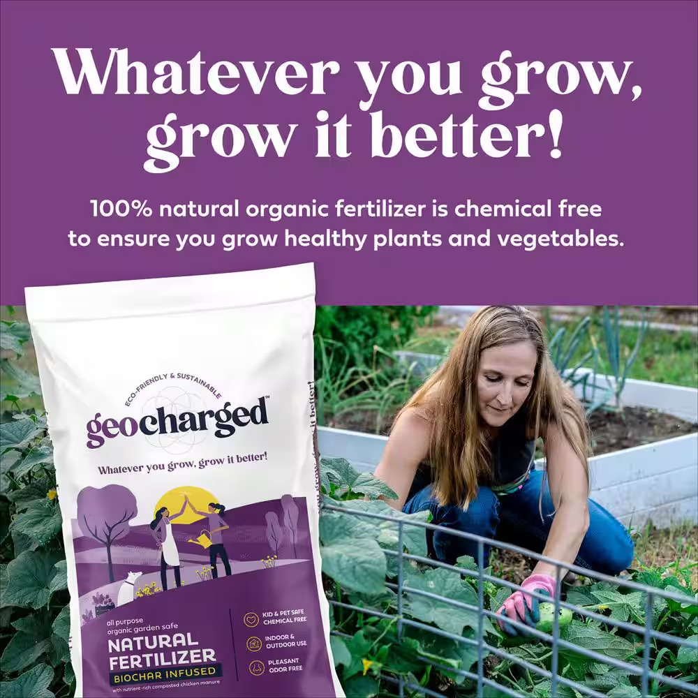 Organic Fertilizer Biochar plus Chicken Manure Indoor Outdoor, Kid and Pet Safe,