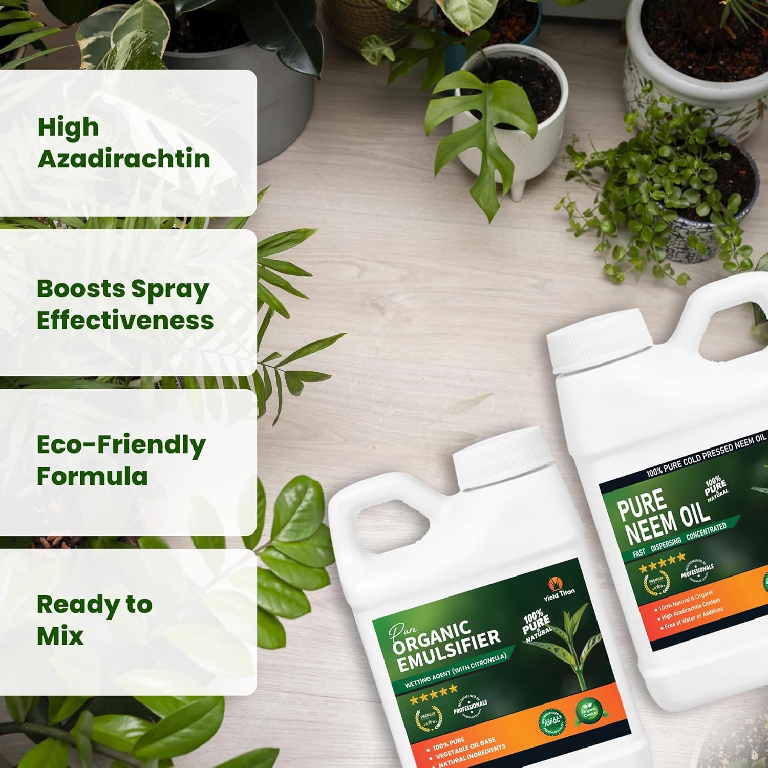 Yield Titan Organic Emulsifier with Citronella & Neem Oil, Natural Plant Care
