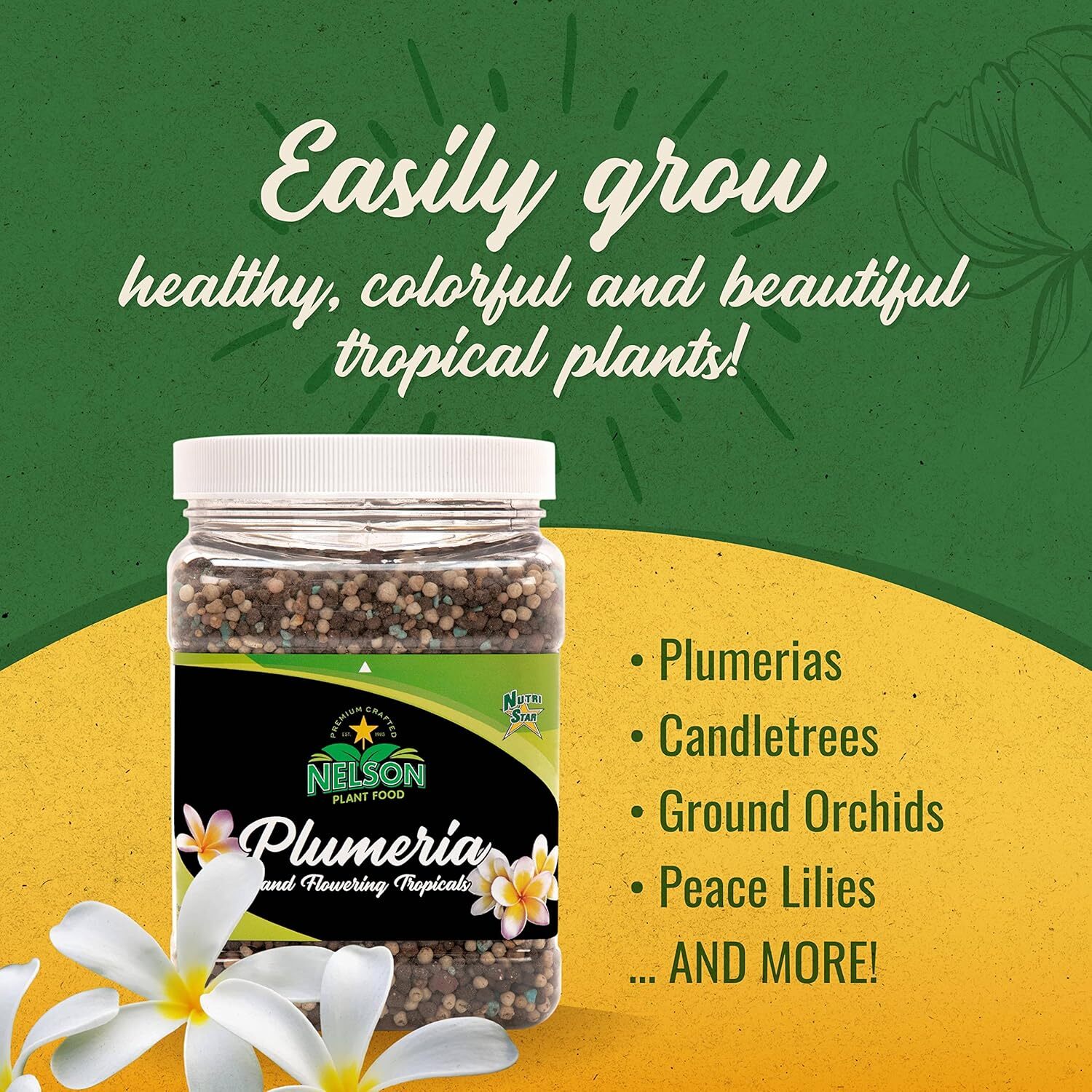 Nelson Plumeria Plant Food 5-30-5 Tropical Fertilizer For Blooms 4 Lb Granular