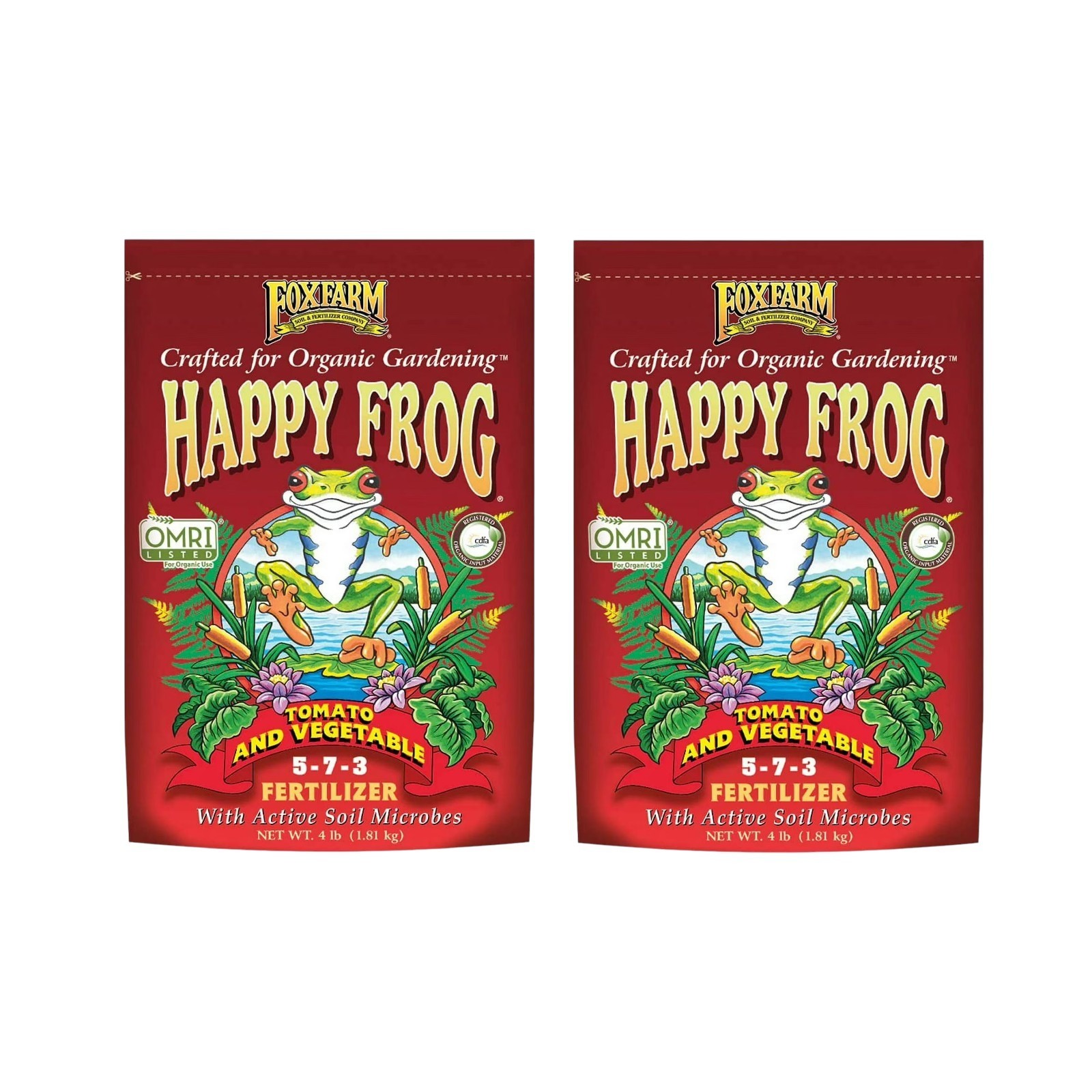 (2 Pack) Fox Farm Happy Frog Tomato and Vegetable 5-7-3, 4-Pound Bag