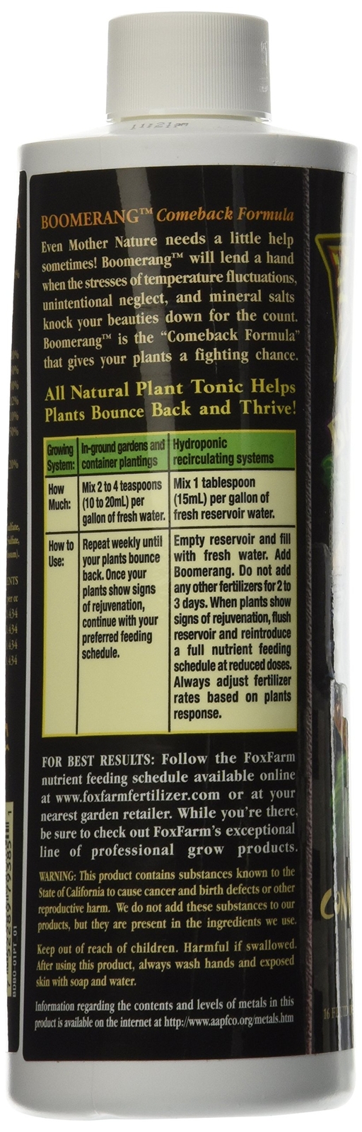 Fox Farm FX14085 Bushdoctor Boomerang, 1-Pint Fertilizer