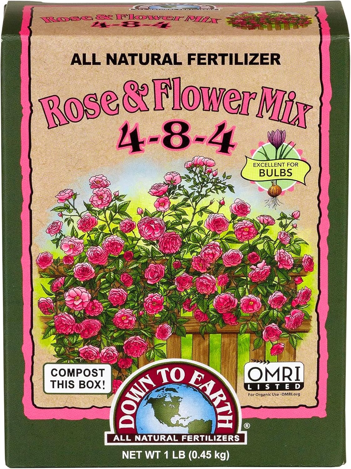 All-Natural 1 lb Organic Flower Mix Fertilizer for Vibrant Roses & Perennials