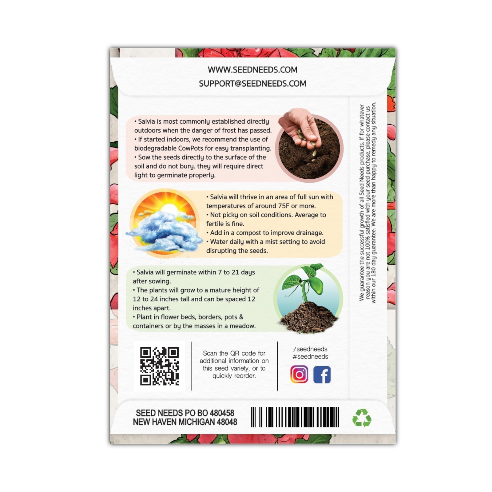 Seed Needs, Scarlet Red Sage Seeds – 800 Heirloom Seeds for Planting Salvia c…
