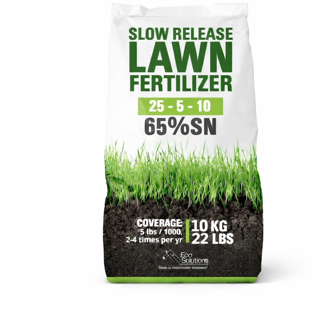 Slow Release Lawn Fertilizer 25-5-10 NPK – 65% Granular Nitrogen for 110 Days –