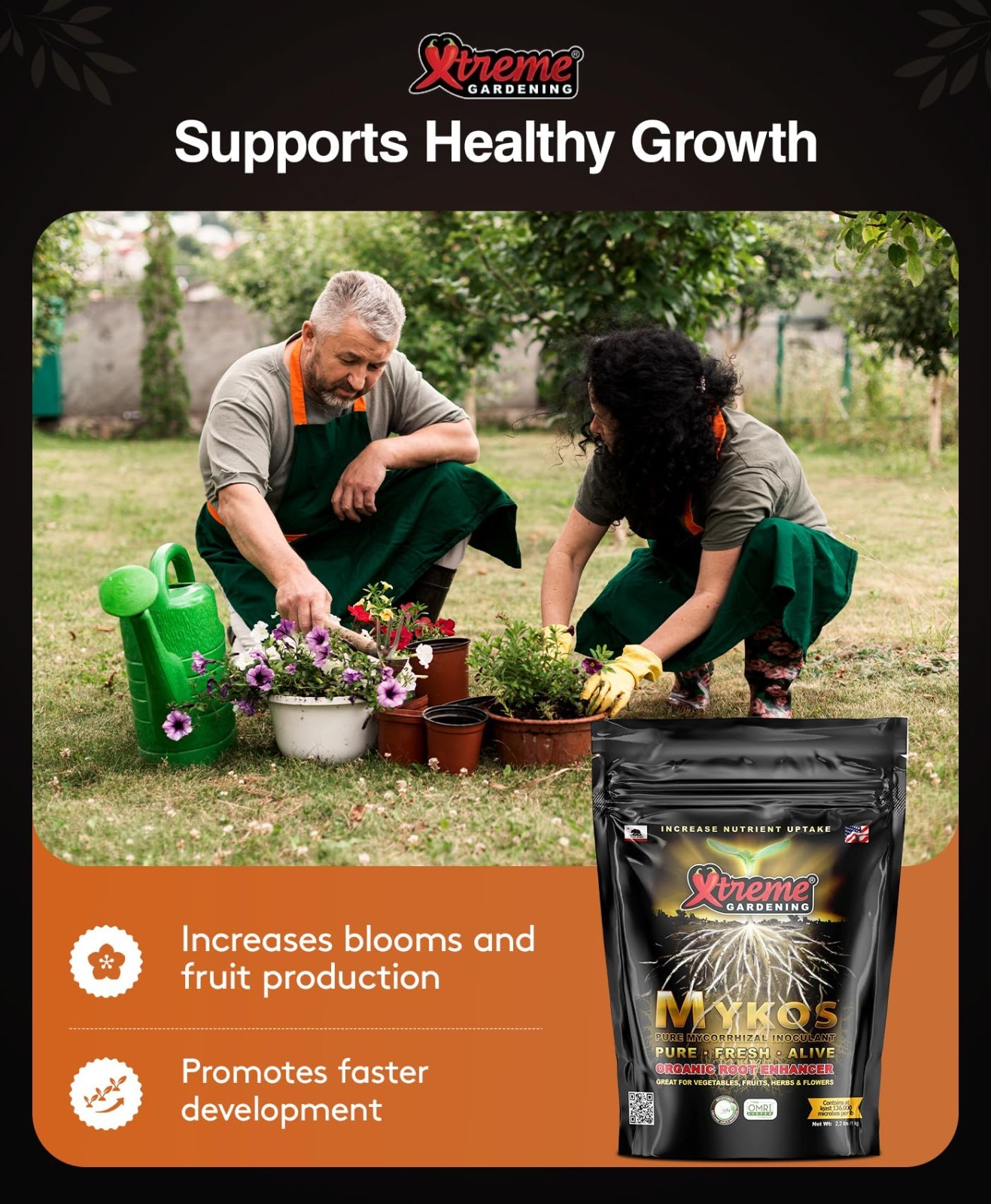 Organic Mycorrhizal Fungi Granules – Root Inoculant for Stronger Plants, 2.2 lbs