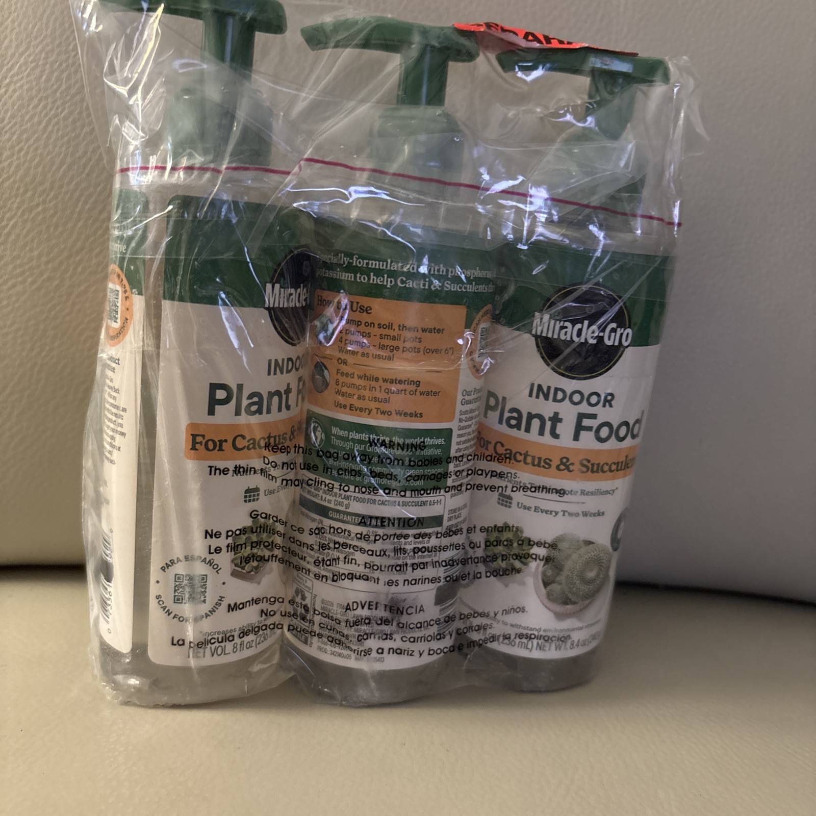 3 Pk ~ Miracle-Gro Indoor Plant Food for All Plants – 8 fl oz. FREE SHIPPING