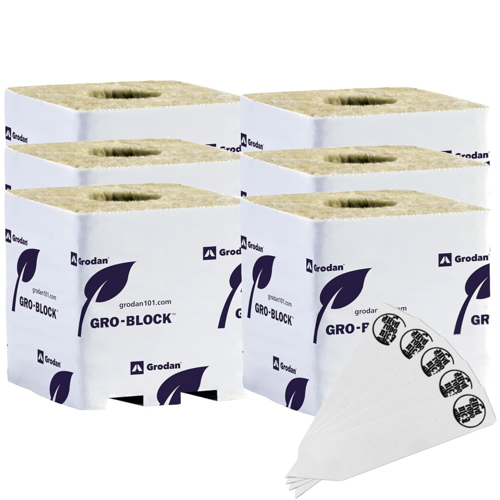 Rockwool Delta Gro Blocks 4″ Cubes 6 Pack with THCity Stakes for Hydroponics