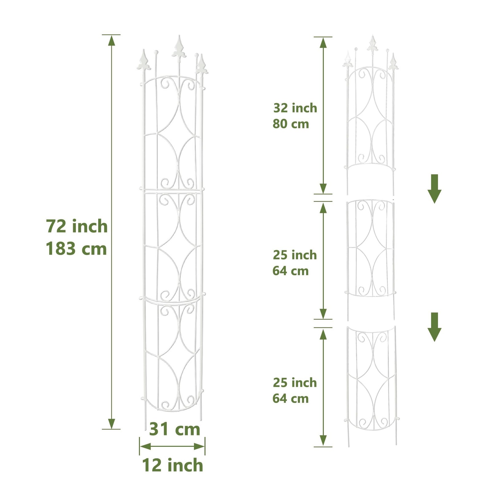 Thealyn Garden Trellis 2 Pack 72” H x 12” W Metal Plant Trellis Indoor/Outd…