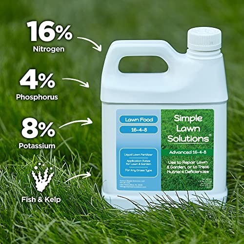 16-4-8 Liquid Lawn Fertilizer Concentrate – Spring & Summer Grass Food, Fish & K