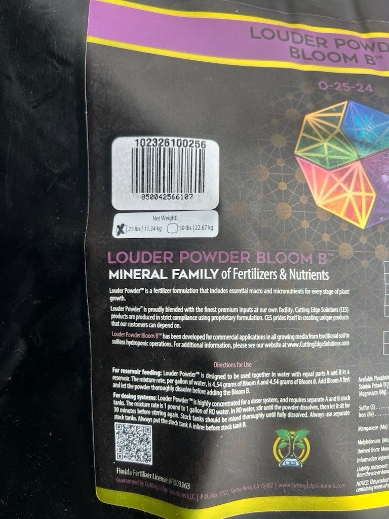 Louder Powder Bloom B 25Lb Bag Cutting Edge Solutions