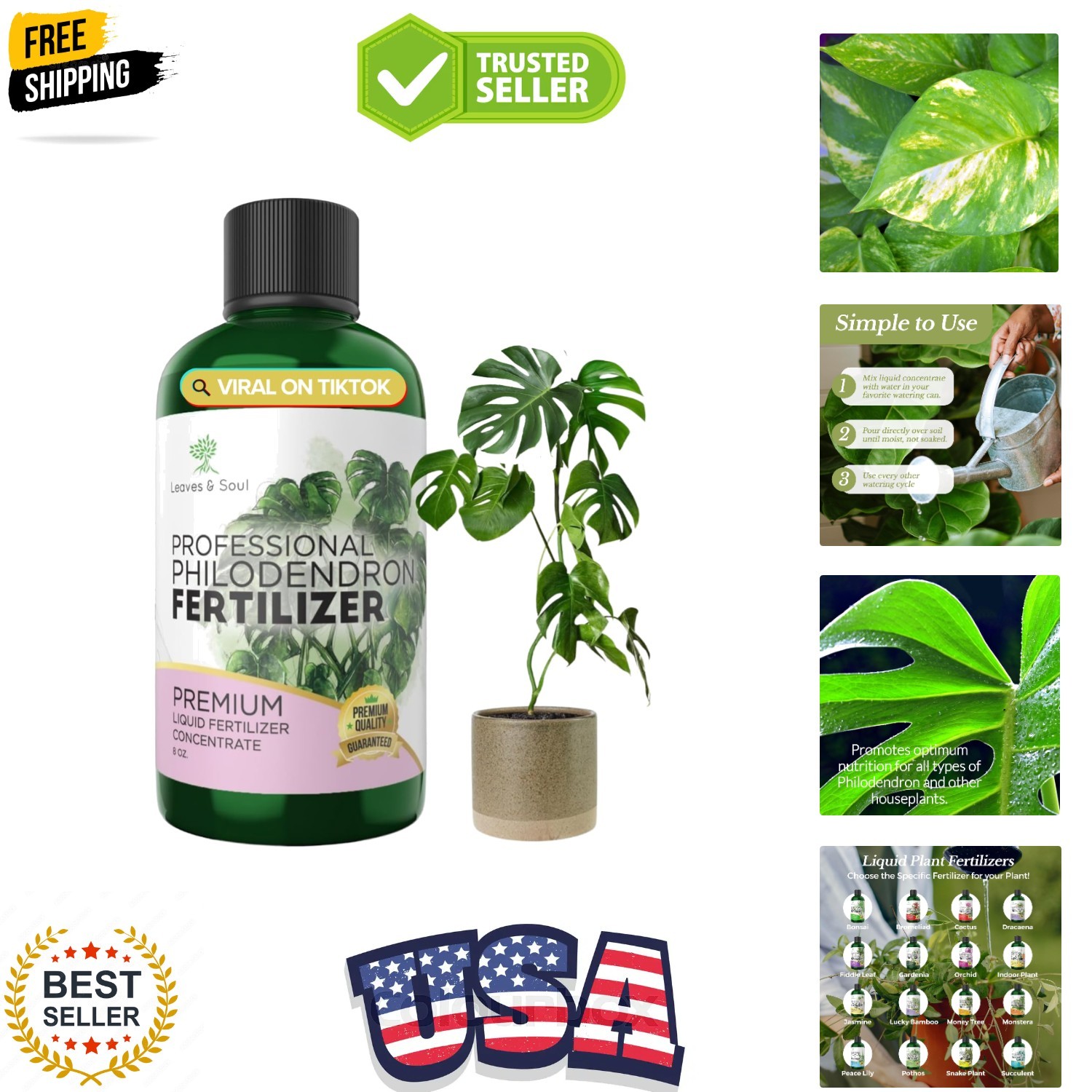 Professional Liquid Philodendron Plant Fertilizer | 3-1-2 Concentrate for Hou…