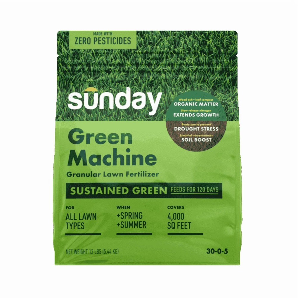 Sunday Green Machine Premium Granular Lawn Fertilizer, 4,000 Sq. ft. 12lbs