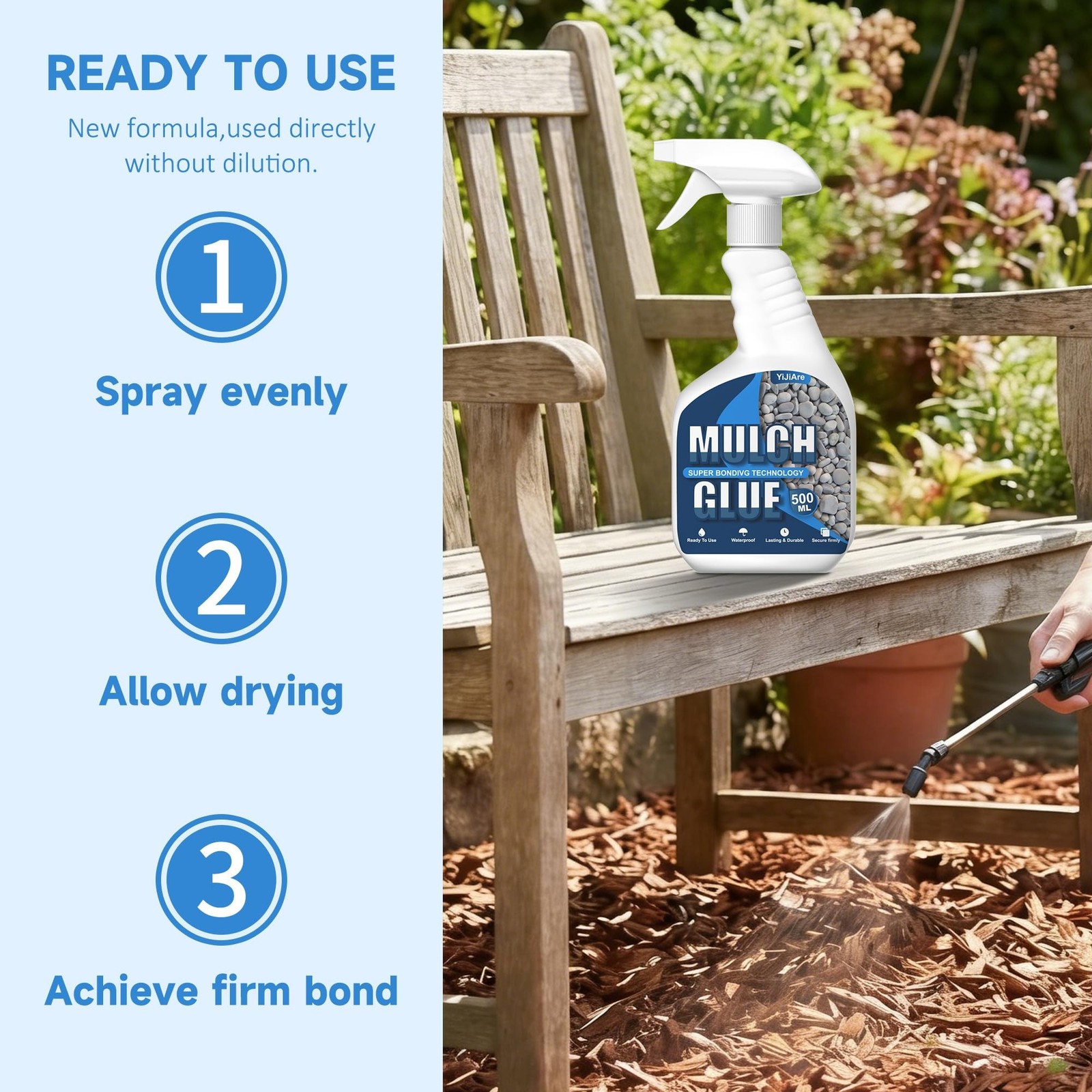 Mulch Glue, 16.9 fl oz – Sprayer Ready to Use Rock Glue for Landscape – Pet S…