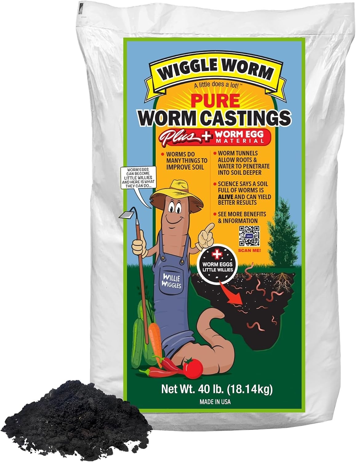 100% Pure Worm Castings Plus Worm Egg Material 40lbs Fertilizer & Soil Amendment